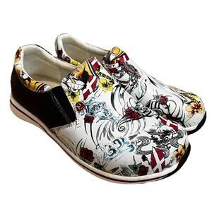 Alegria Sayde Fantasy Slip On Essential Slope Clogs White Black SAY-439 Women 37